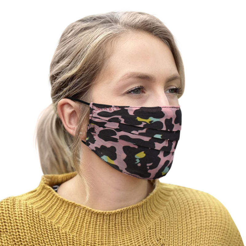 3Pc Pink Camo Pleated Washable Face Mask - Flashpopup.com