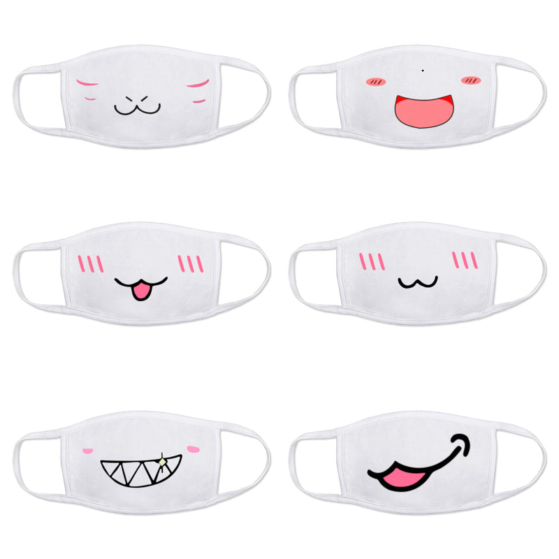 6Pc Emoji Kids Washable Face Masks Cotton - Flashpopup.com
