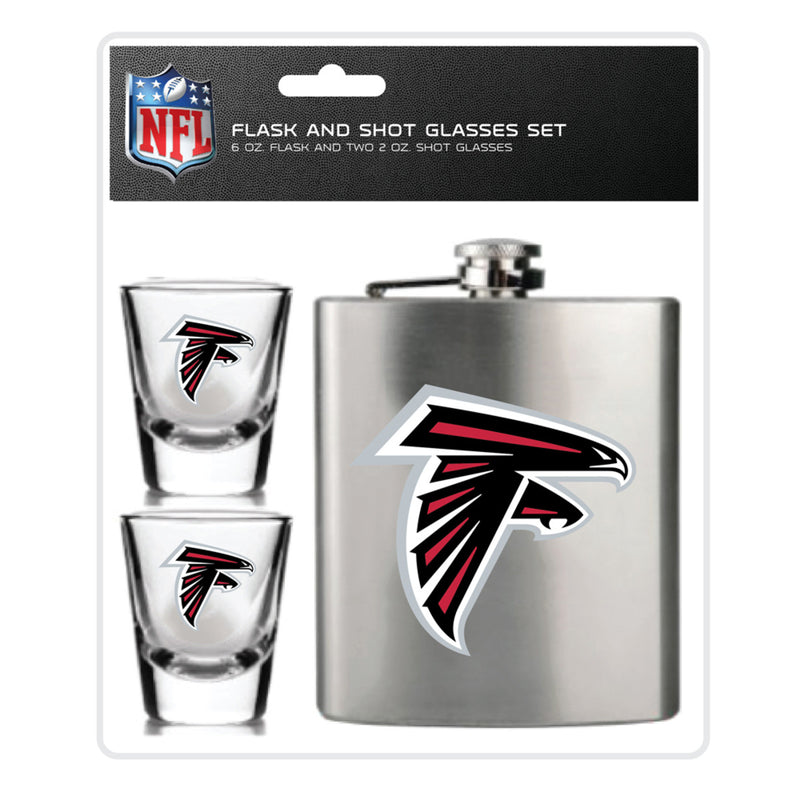 NFL Atlanta Falcons 6oz Flask Shot & 2oz Glasses Set, Stainless Steel - Flashpopup.com