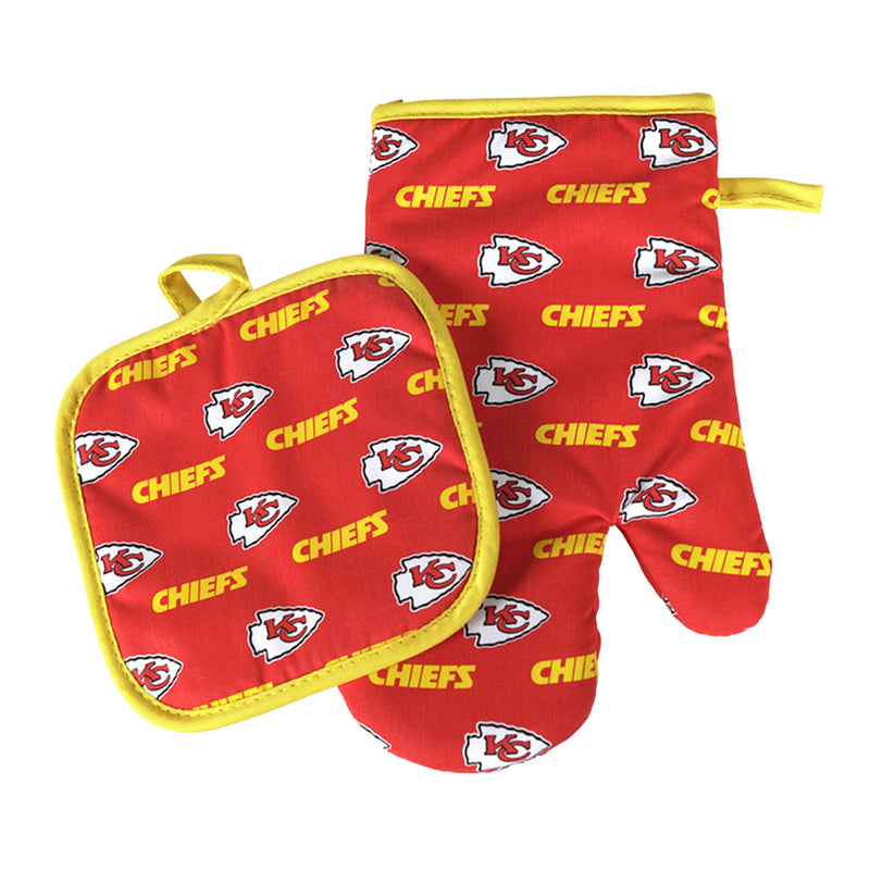 NFL Kansas City Chiefs Oven Mitt & Pot Holder Set Logo Rush - Flashpopup.com