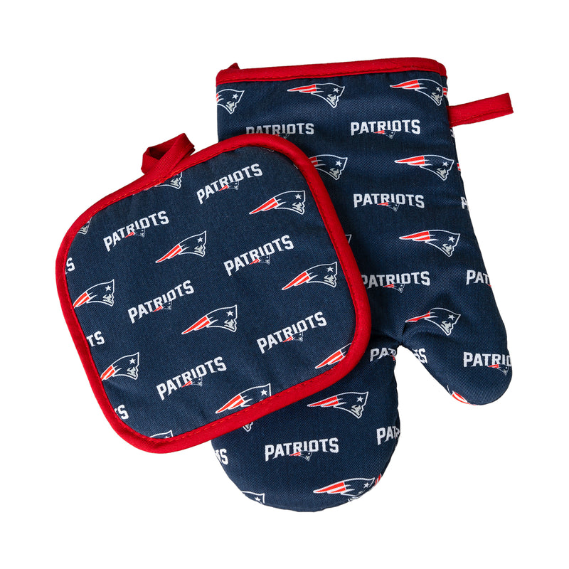NFL New England Patriots Oven Mitt & Pot Holder Set Logo Rush - Flashpopup.com