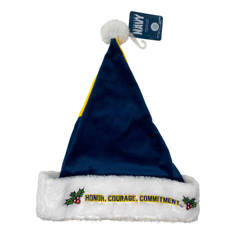 Military Navy Christmas Santa Hat, Navy Blue & Yellow - Flashpopup.com