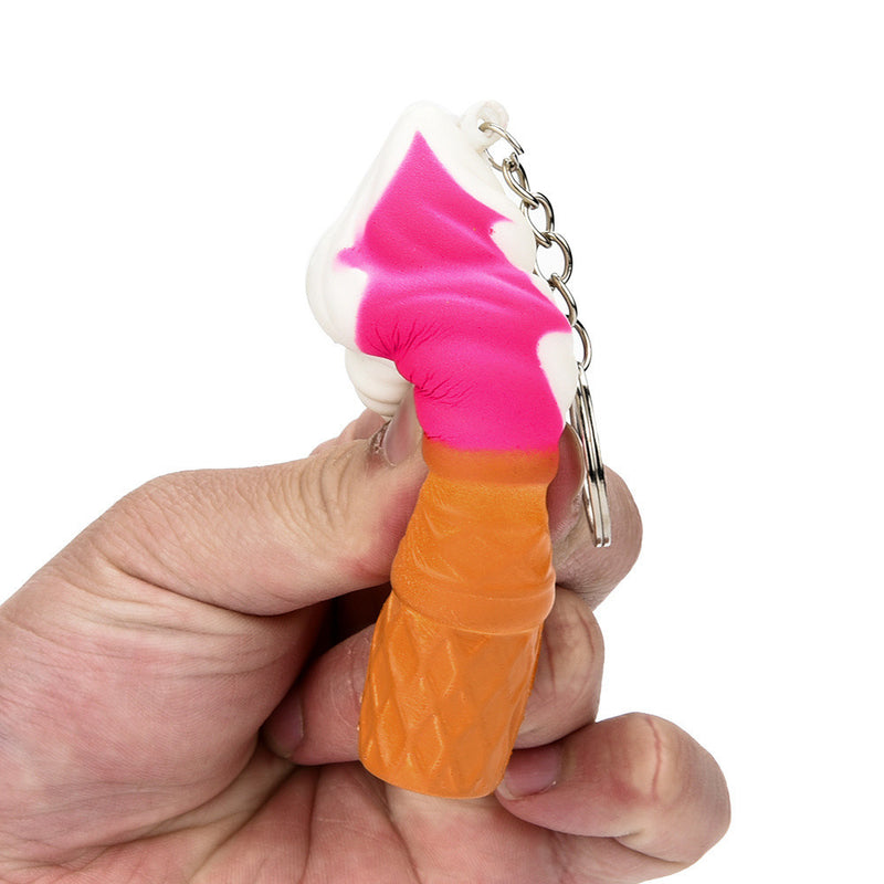 Pink Ice Cream Squishy Stress Reliever Keychain - Flashpopup.com