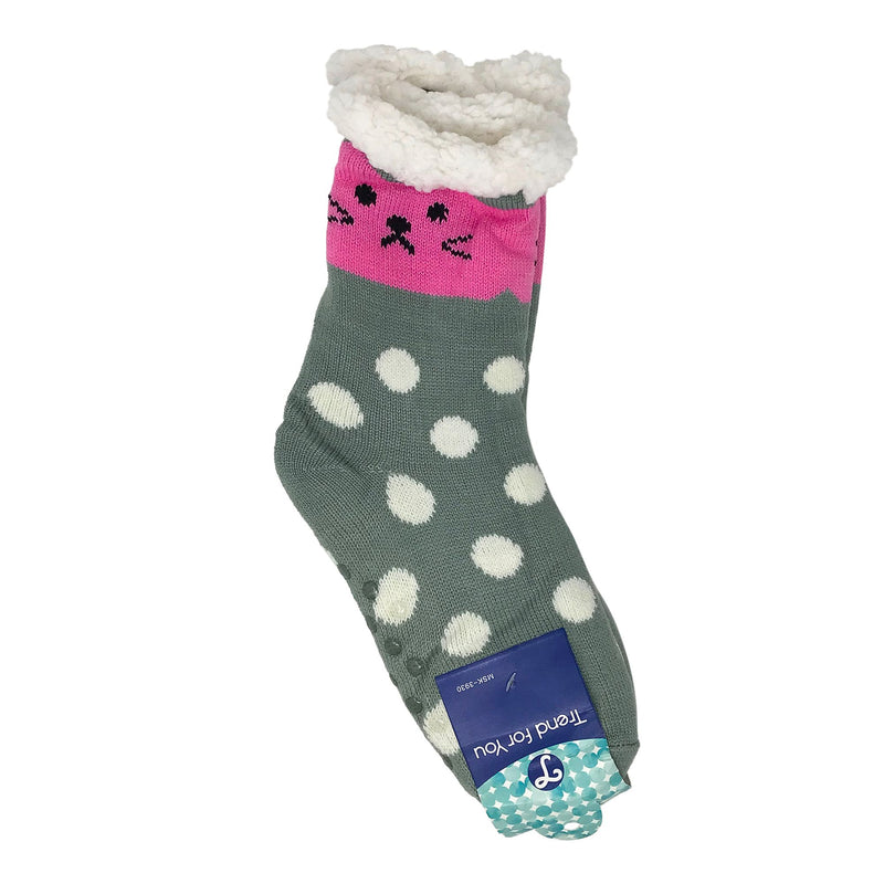 2 Pack Sherpa Socks - Gray Cat Blue Cat - Flashpopup.com