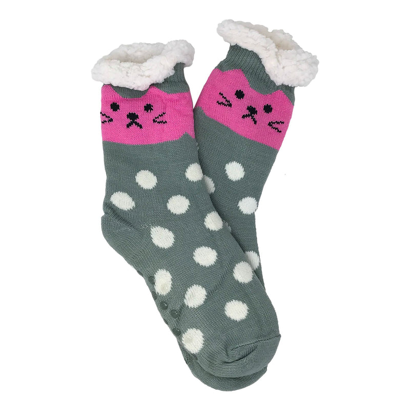 2 Pack Sherpa Socks - Gray Cat Blue Cat - Flashpopup.com