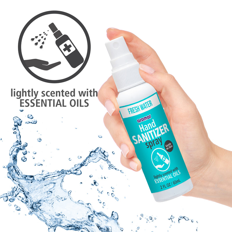 Aromar 8Pc Hand Sanitizer 2oz Spray 70% Alcohol Essential Oils Fresh Water & Lavender Scented - Flashpopup.com