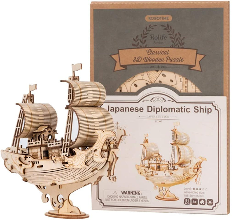 DIY 3D Wood Puzzle - Japanese Diplomatic Ship - 91pcs - Flashpopup.com
