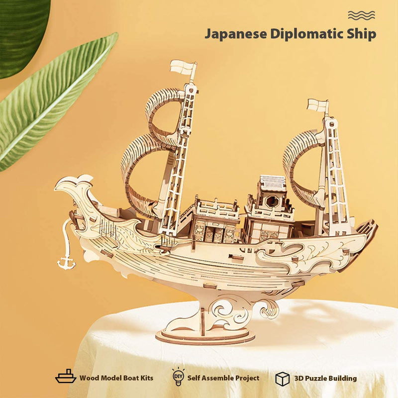 DIY 3D Wood Puzzle - Japanese Diplomatic Ship - 91pcs - Flashpopup.com