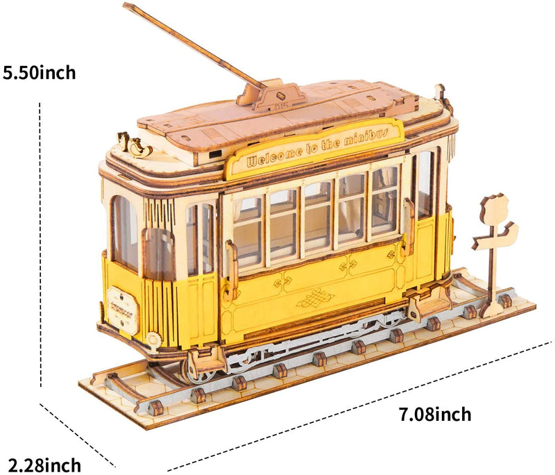 DIY 3D Wood Puzzle - Tramcar - 145pcs - Flashpopup.com