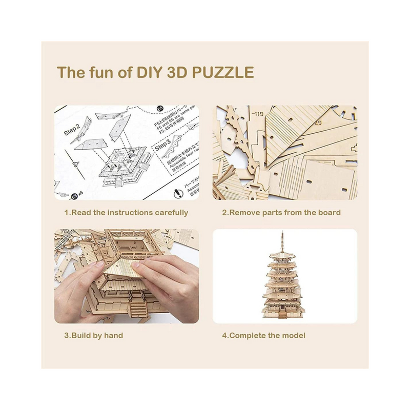 DIY 3D Puzzle - Five-Storied Pagoda - 275pcs - Flashpopup.com