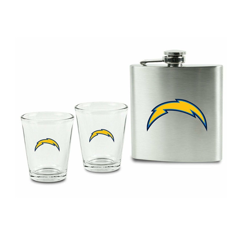 NFL Los Angeles Chargers 6oz Flask Shot & 2oz Glasses Set, Stainless Steel - Flashpopup.com