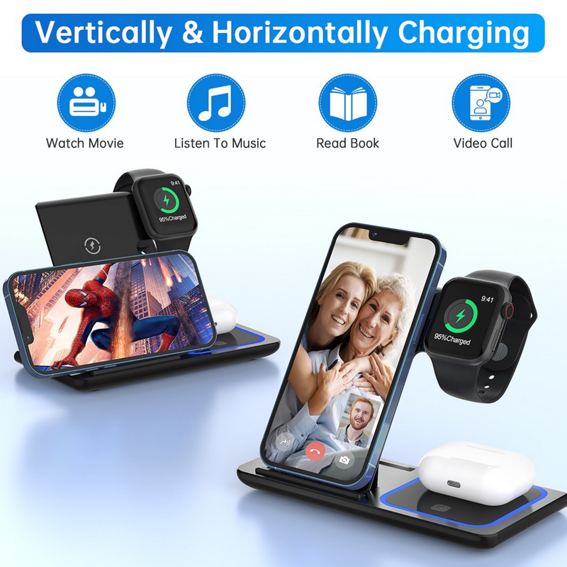 3-in-1 Wireless Foldable Charging Hub For Android and Apple Devices and More - Flashpopup.com
