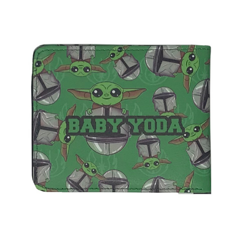 Star Wars Mandalorian and Baby Yoda/Grogu Green Men's Bifold Wallet - Flashpopup.com
