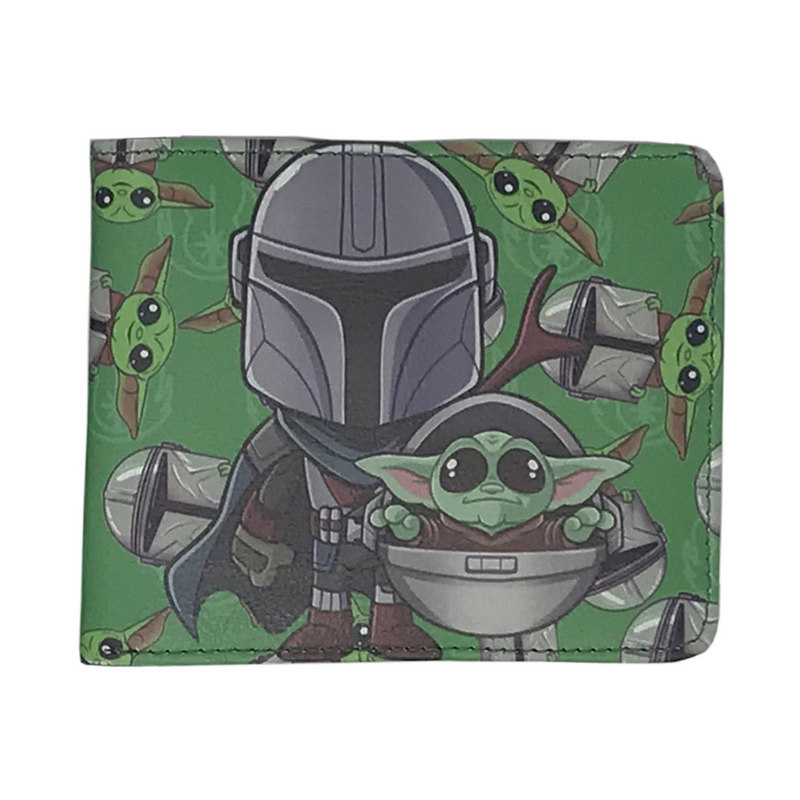 Star Wars Mandalorian and Baby Yoda/Grogu Green Men's Bifold Wallet - Flashpopup.com
