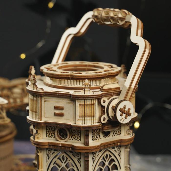DIY 3D Wood Puzzle Music Box: Victorian Lantern - 210 Pieces - Flashpopup.com
