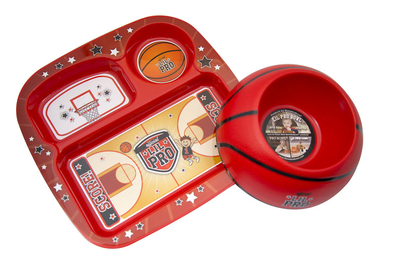 Remarkabowl Kids Basketball Red Dinnerware Set, BPA Free - Flashpopup.com